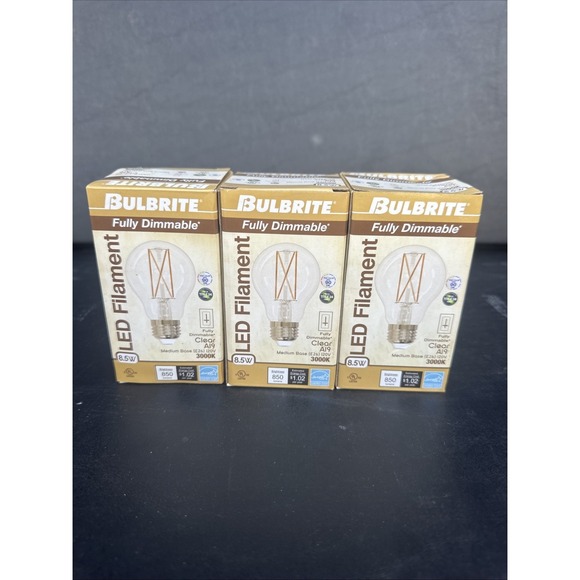 Bulbrite Other - (3) NEW Bulbrite 8.5W Filament A19 LED Bulb E26 Clear 3000K Dimmable #776768